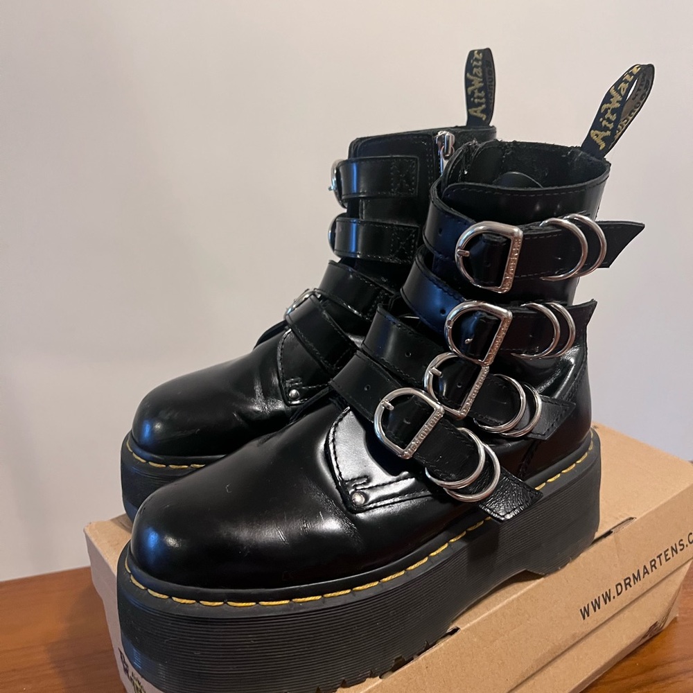 Dr. Martens Black Jadon Max Hardware Leather Platform Boots